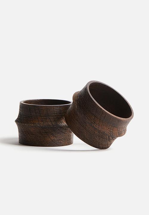 2-pack wooden napkin rings - brown