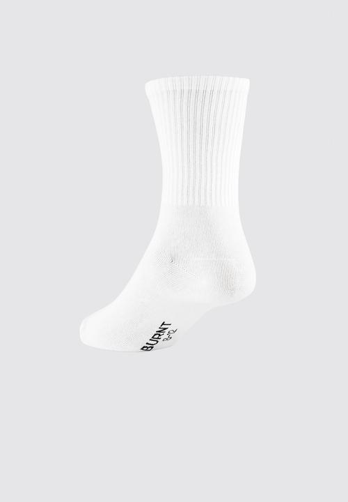 Burnt  - Headline Crew Sock - White