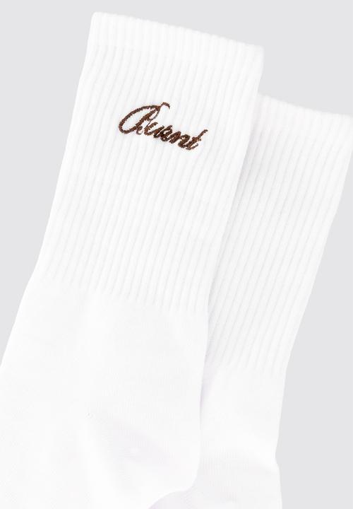 Burnt  - Headline Crew Sock - White