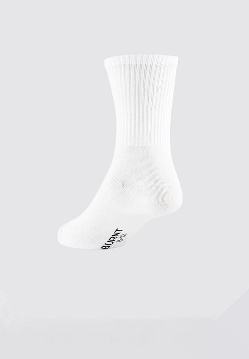 Burnt  - Headline Crew Sock - White 