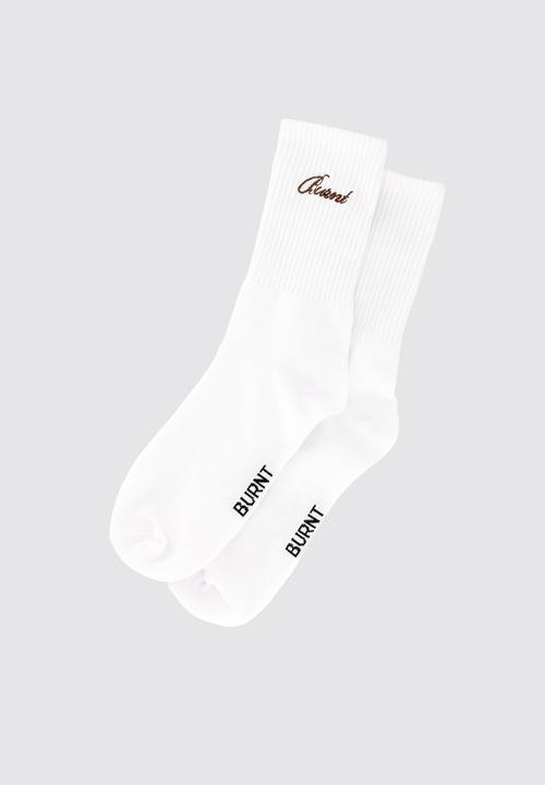 Burnt  - Headline Crew Sock - White 