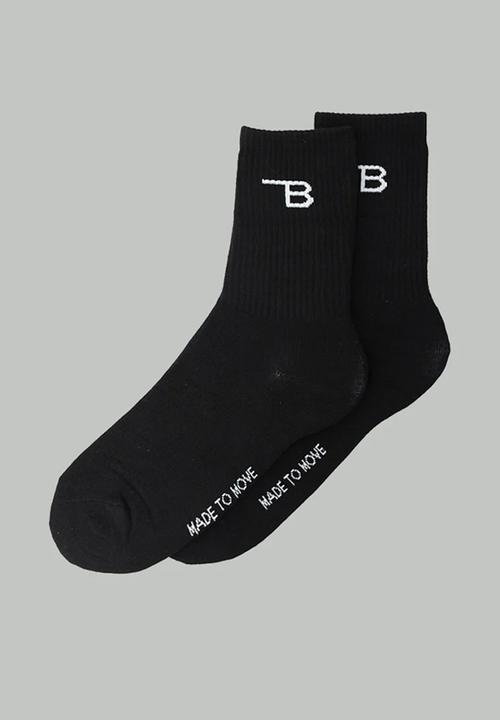 Burnt  - Crew Socks 2 Pack - White & Black