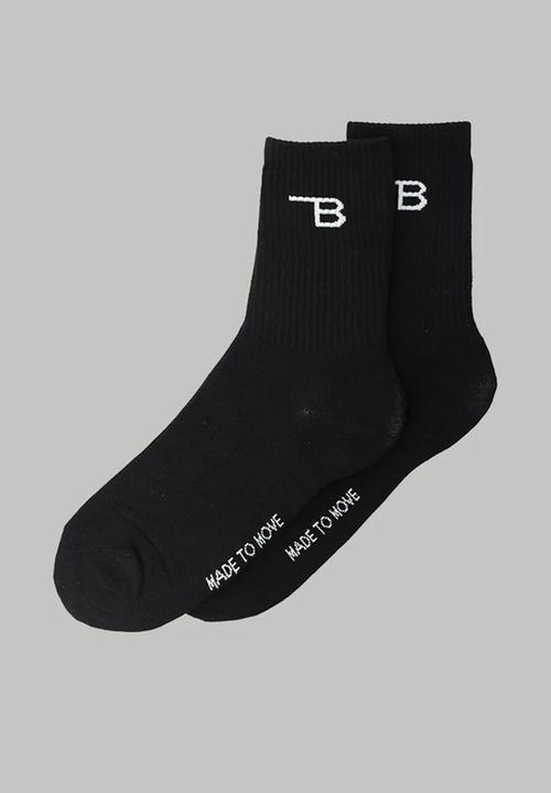 Burnt  - Crew Socks 2 Pack - White & Black