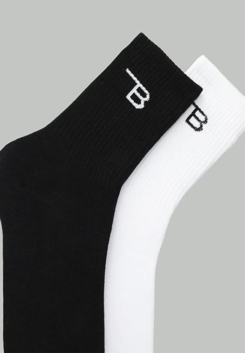 Burnt  - Crew Socks 2 Pack - White & Black