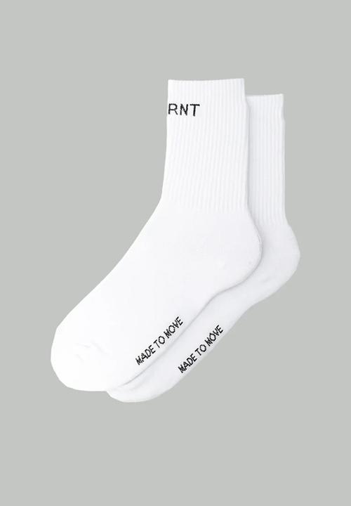 Burnt  - Crew Socks - White