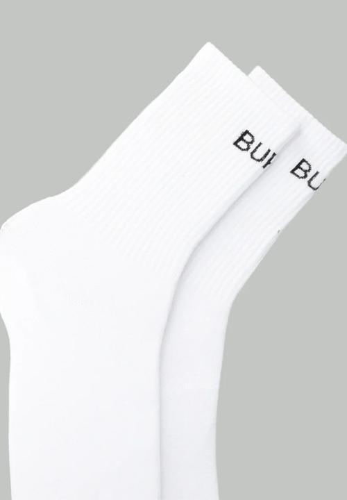 Burnt  - Crew Socks - White