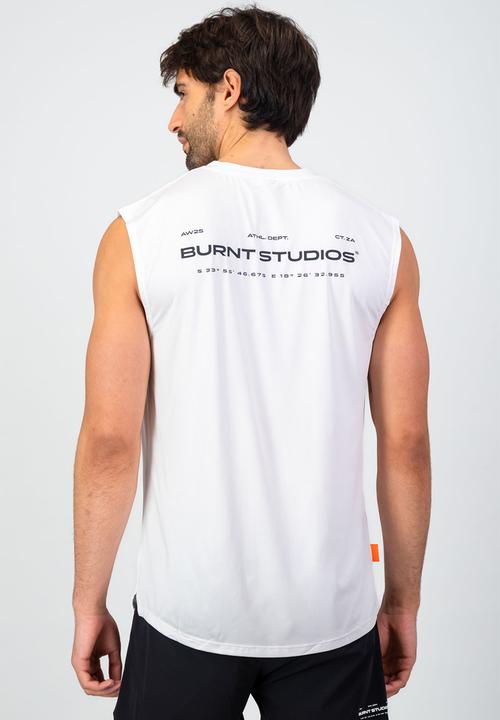 Burnt  - Fundamental Muscle Tank - White