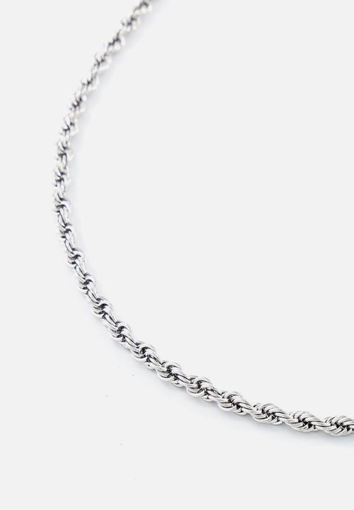 Burnt  - Rope chain necklace - silver