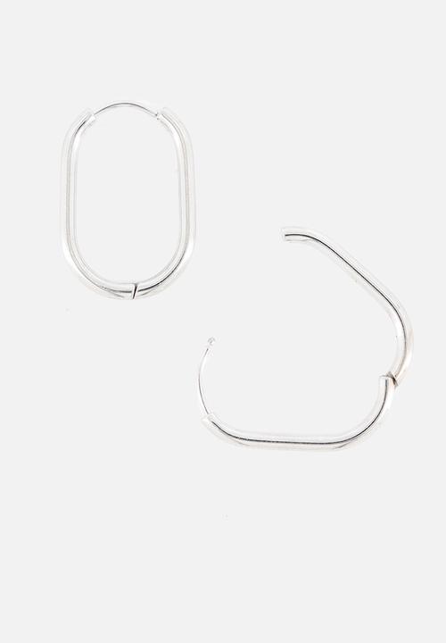 Burnt  - Thin Oval Hoops - Silver
