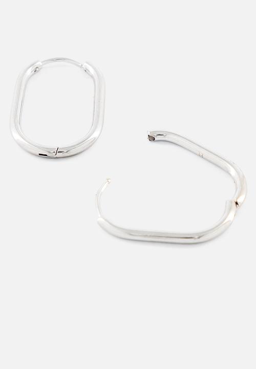Burnt  - Thin Oval Hoops - Silver