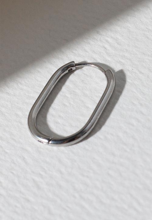 Burnt  - Thin Oval Hoops - Silver