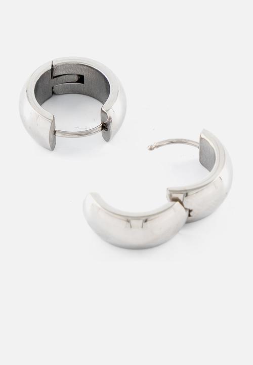 Burnt  - Huggies Earrings - Silver