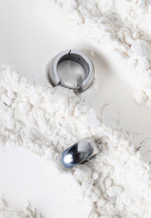 Burnt  - Huggies Earrings - Silver