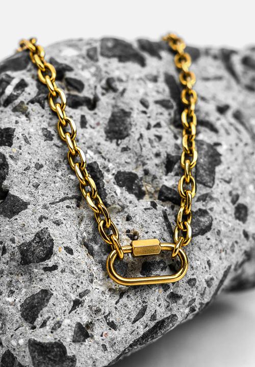 Burnt  - Lock chain necklace - gold 