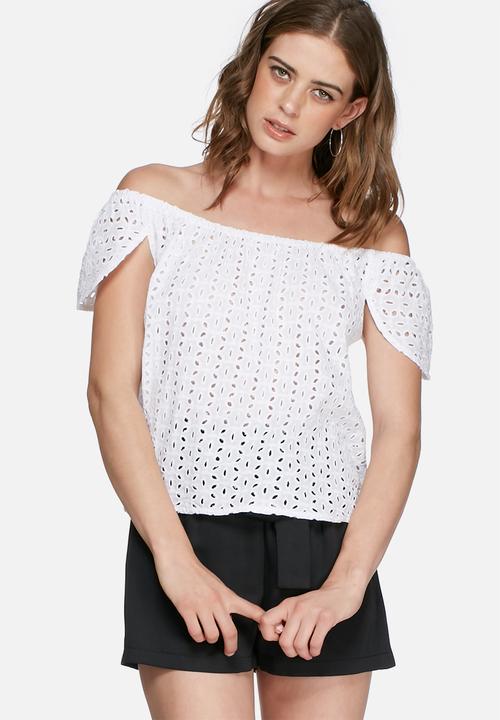 Lace off shoulder blouse - white Missguided Blouses | Superbalist.com