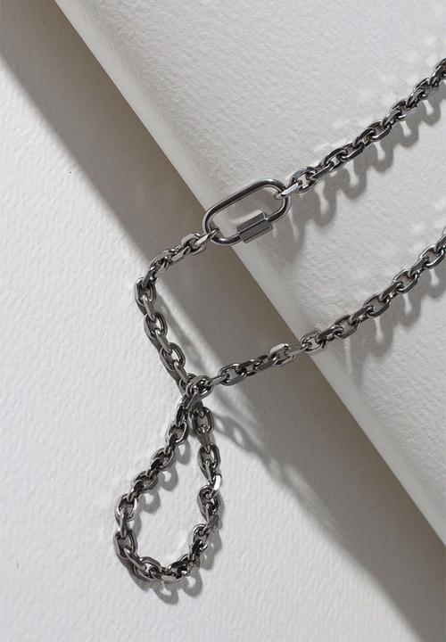 Burnt  - Lock chain necklace - silver