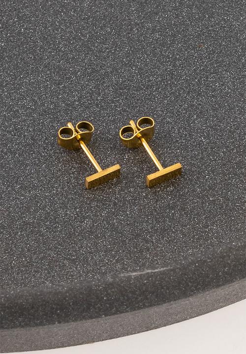 Burnt  - Rectangle Studs - Gold