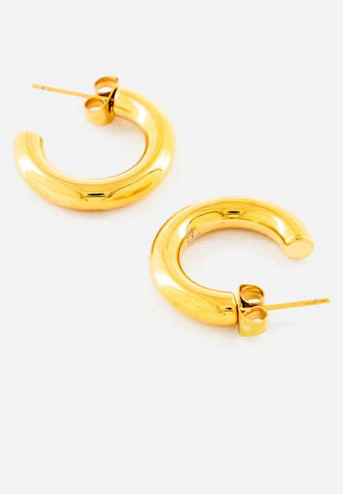 Burnt  - Minimalist Hoop Earrings - Gold