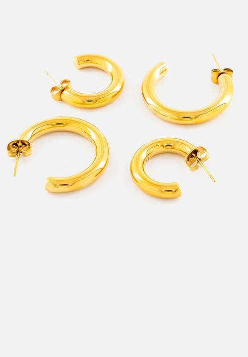 Burnt  - Minimalist Hoop Earrings - Gold