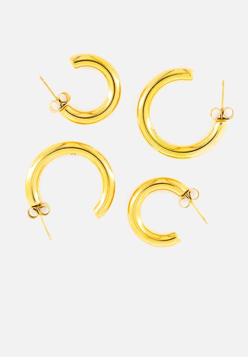 Burnt  - Minimalist Hoop Earrings - Gold