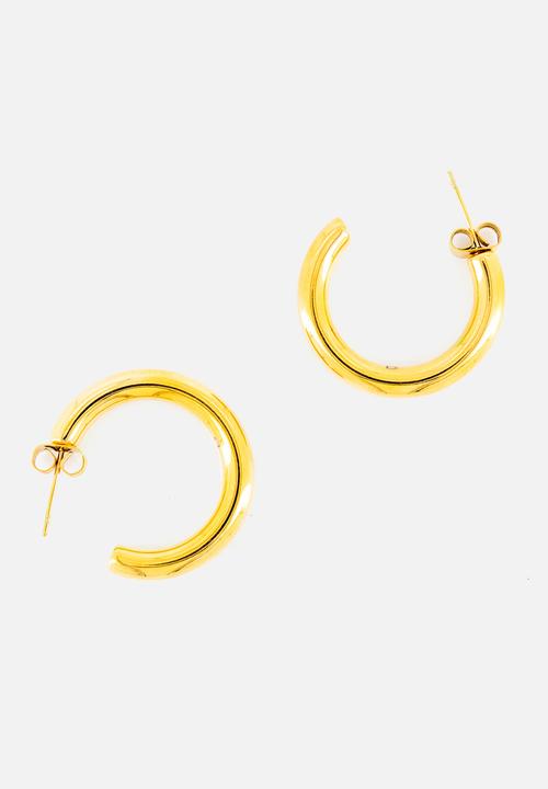 Burnt  - Minimalist Hoop Earrings - Gold
