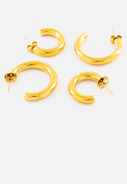 Burnt  - Minimalist Hoop Earrings - Gold