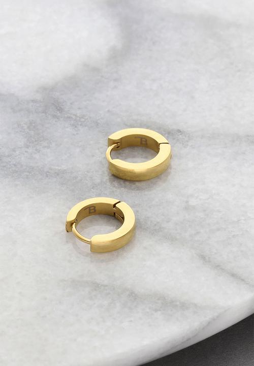 Burnt  - Thin Huggies Earrings - Gold