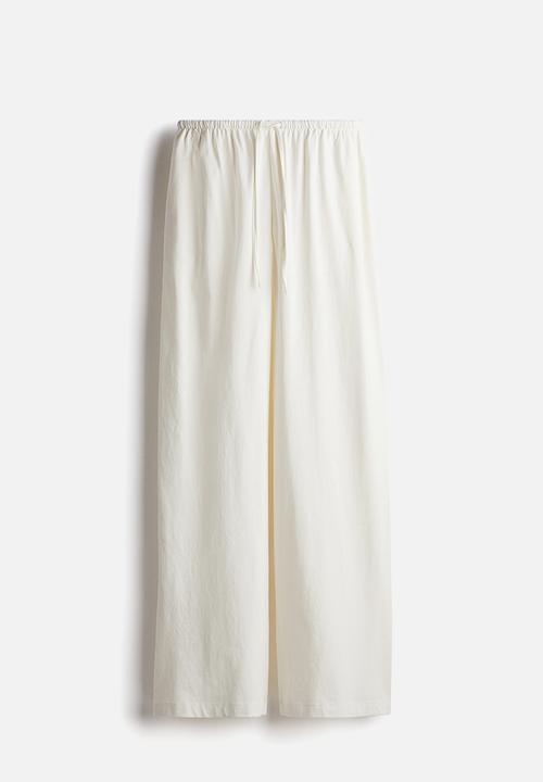 H&M - Cotton drawstring trousers - white