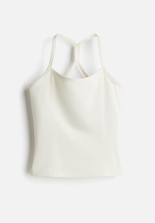 H&M - Integral-bra sports strappy top with softmove™ - white