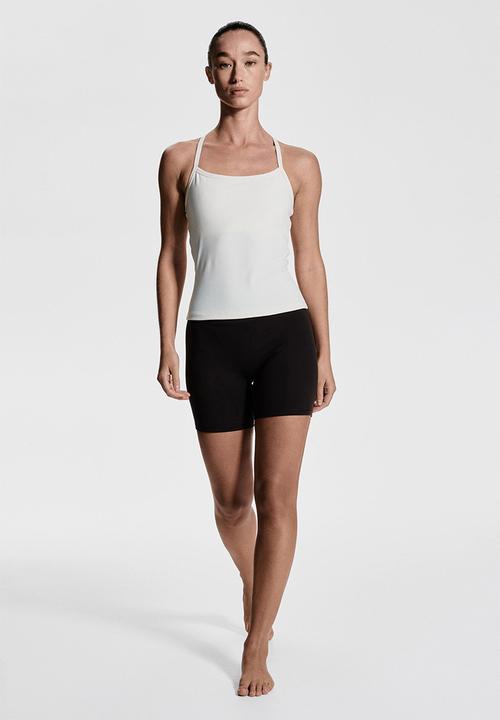 H&M - Integral-bra sports strappy top with softmove™ - white