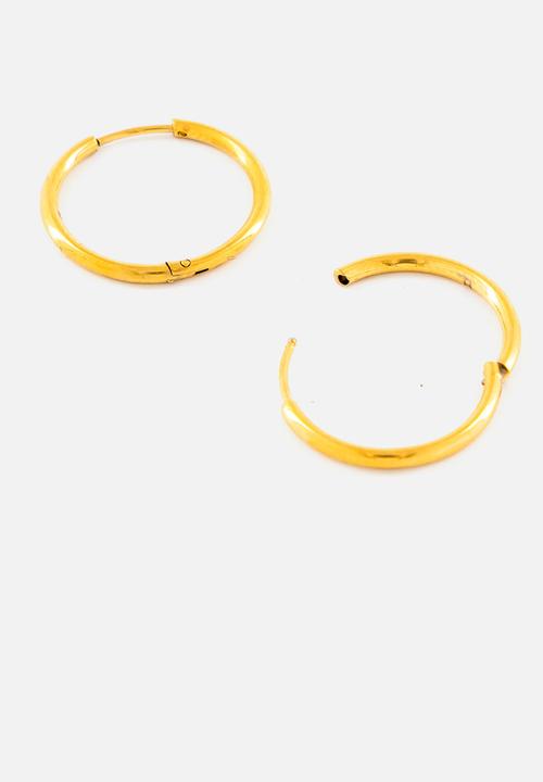 Burnt  - Fine Hoop Earrings Medium - Gold