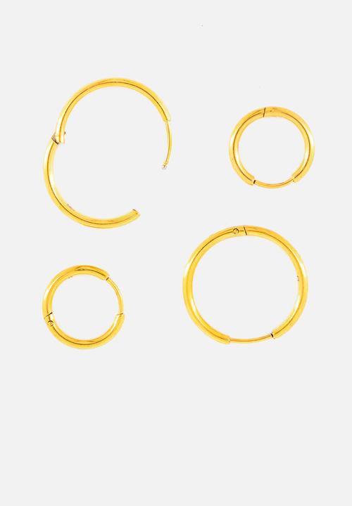 Burnt  - Fine Hoop Earrings Medium - Gold