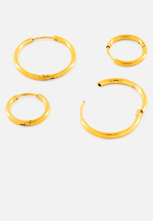 Burnt  - Fine Hoop Earrings Medium - Gold