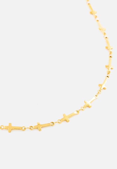 Burnt  - Stacking cross necklace - gold