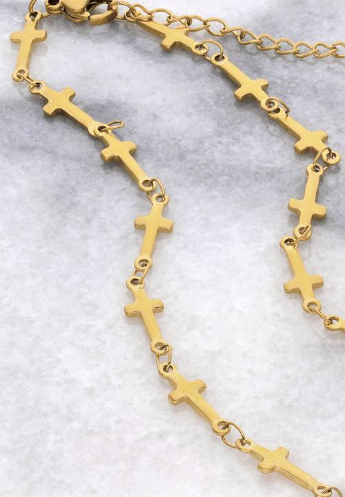 Burnt  - Stacking cross necklace - gold