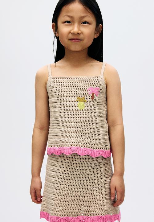 H&M - 2-Piece knitted top and skirt set - beige