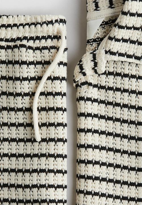 H&M - 2-Piece textured-knit set - white & grey striped