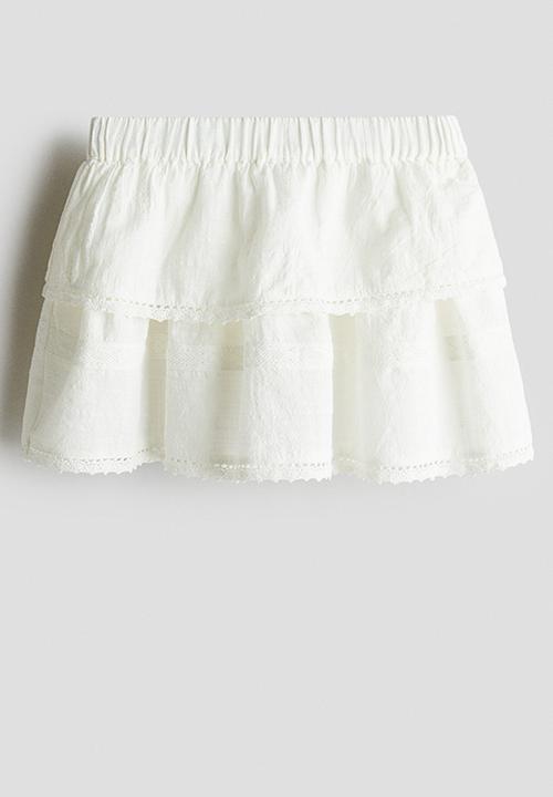 H&M - Lace-trimmed cotton skirt - white