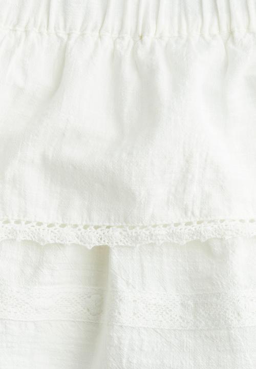 H&M - Lace-trimmed cotton skirt - white
