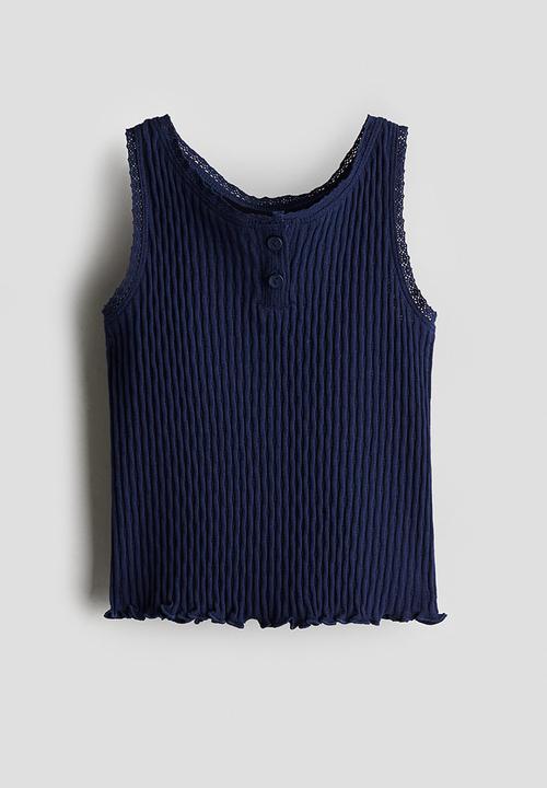 H&M - Pointelle cotton vest top - navy blue
