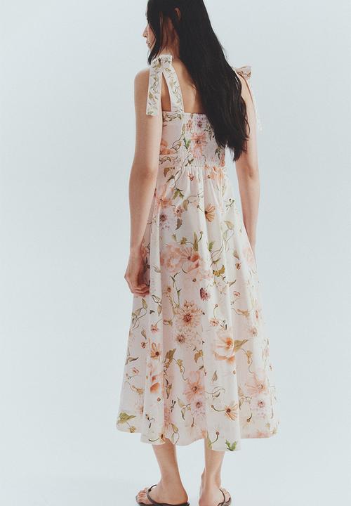 H&M - Tie-strap cotton dress - white floral