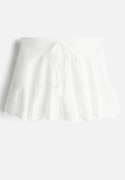 H&M - Broderie-anglaise drawstring shorts - white