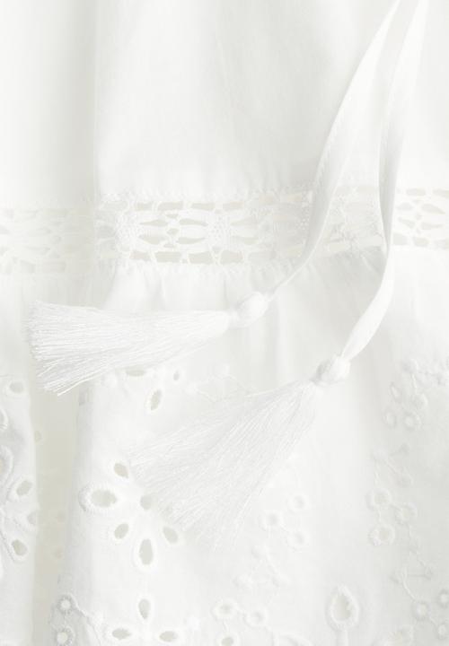 H&M - Broderie-anglaise drawstring shorts - white