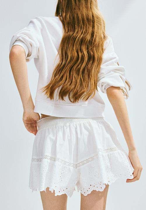H&M - Broderie-anglaise drawstring shorts - white