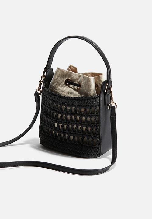 H&M - Straw crossbody bag - black
