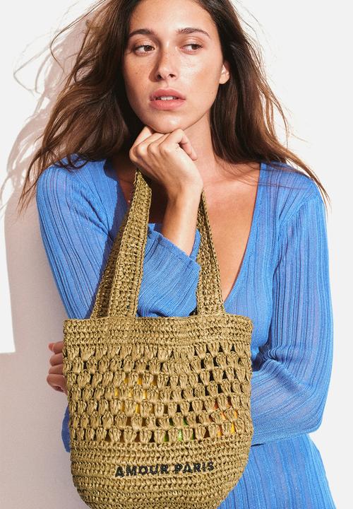 H&M - Straw tote bag - beige amour paris 