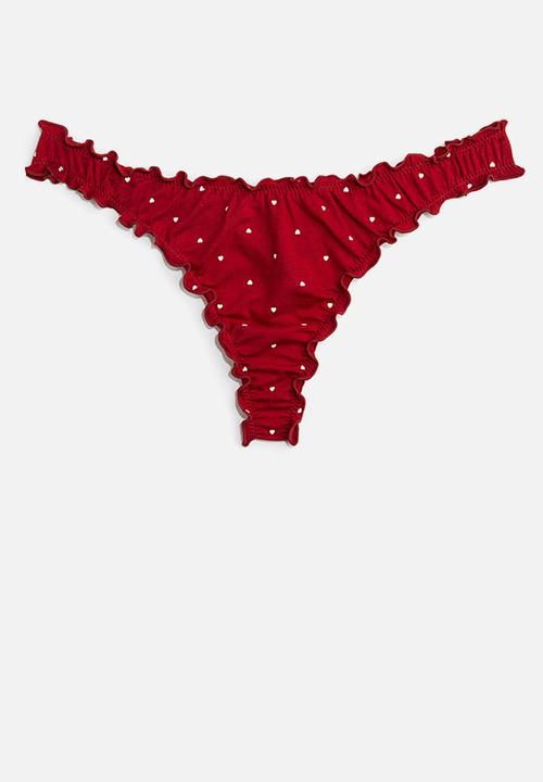 H&M - 3 pack overlock-detail thong briefs - red patterned 