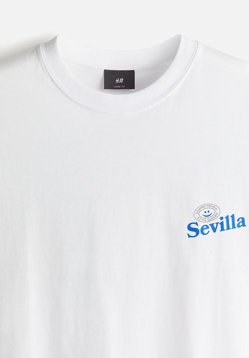 H&M - Loose fit printed T-shirt - white/sevilla