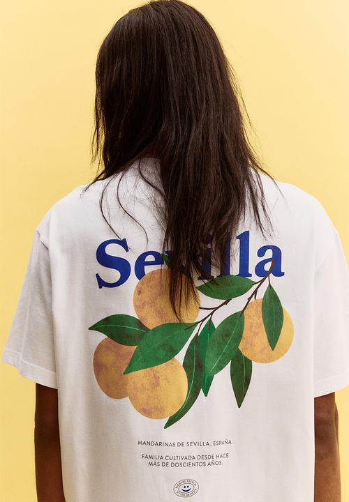 H&M - Loose fit printed T-shirt - white/sevilla