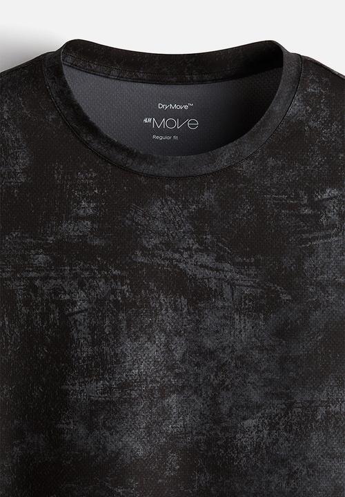 H&M - Regular fit sports top with drymove™ - dark grey patterned